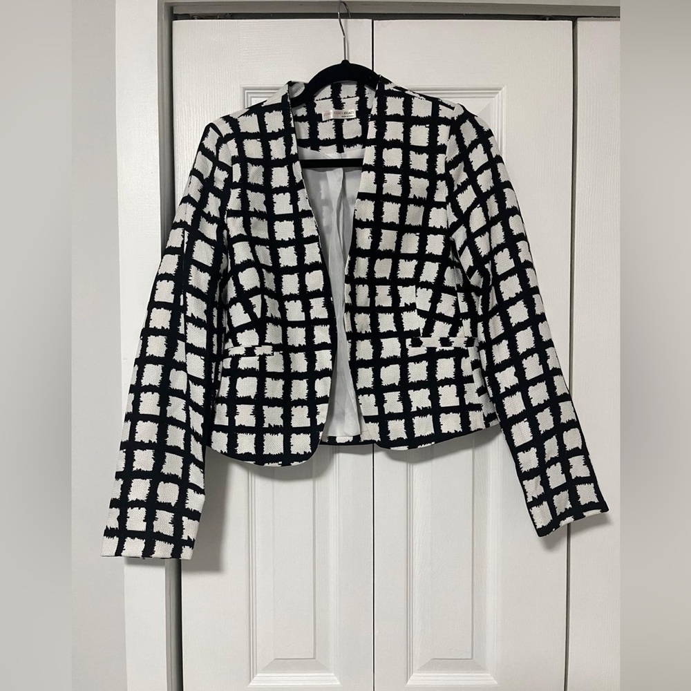 a'gaci Black and White Grid Blazer